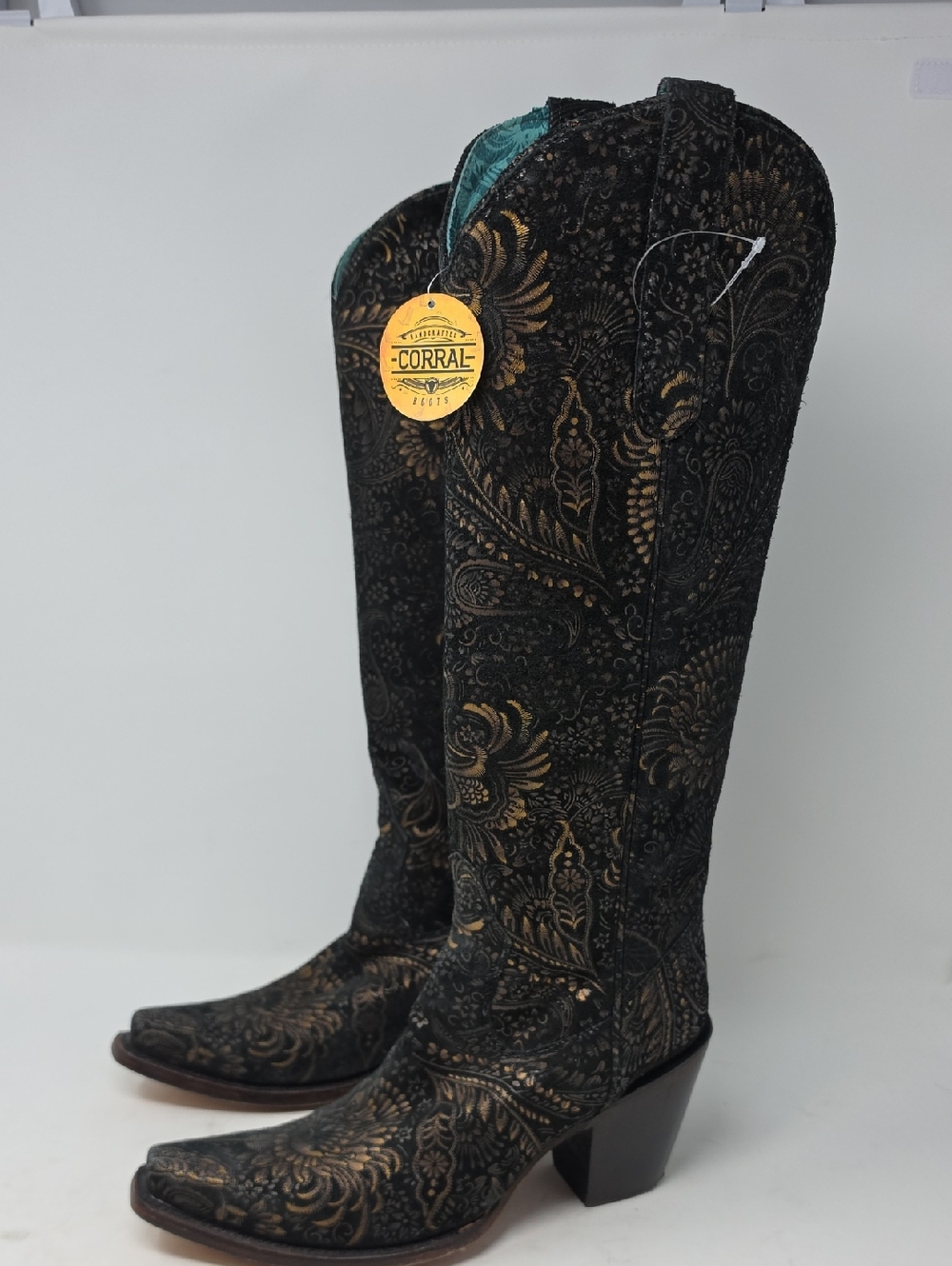 Corral Women's Floral Tall Western Boots Snip Toe Size 8
